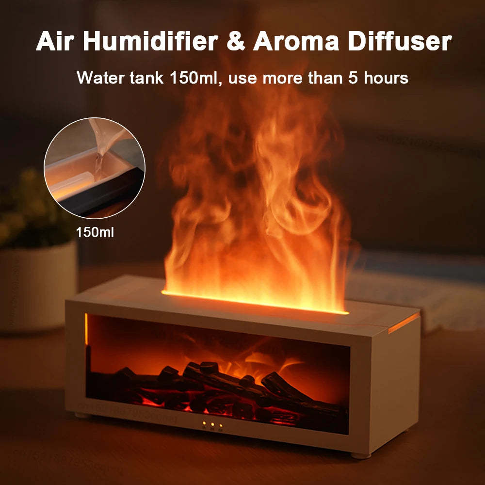 Flame Fireplace 3D, Colorful Essential Oil Diffuser