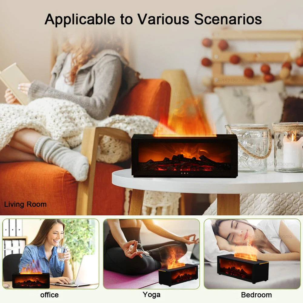 Flame Fireplace 3D, Colorful Essential Oil Diffuser